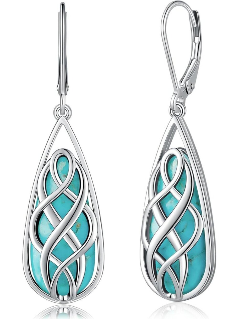 Genuine Turquoise Sterling Silver Earrings for Women | Boho Chic Jewelry